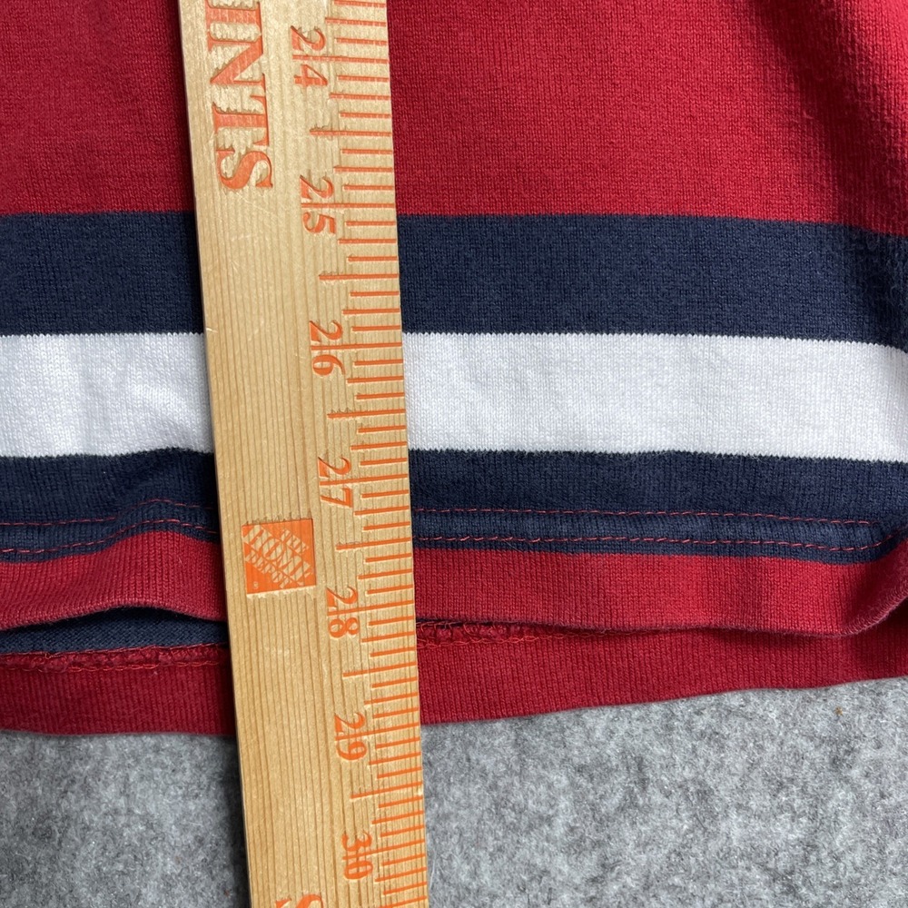 Chaps Striped Rugby Shirt Mens Large Red Blue Long Sleeve Collared 80s Preppy - Picture 7 of 7